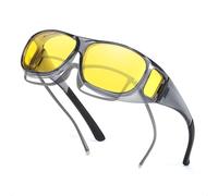 Myiaur Sur-lunettes de conduite de nuit pour homme - Polarisées avec verres jaunes - Protection contre l'éblouissement, A02 gris clair, 67 mm