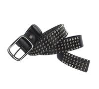 MYIESAXL Ceinture Cloutée en Cuir, Pointe Conique Et Rivet Circulaire, en Métal, Style Rock, Ceinture Occidentale pour Jeans（Black, 125cm/waist:42"~44"）