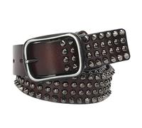 MYIESAXL Ceinture Cloutée en Cuir, Pointe Conique Et Rivet Circulaire, en Métal, Style Rock, Ceinture Occidentale pour Jeans(Coffee, 105cm/waist:34"~36")