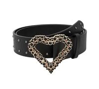 MYIESAXL Ceinture en Cuir À Rivets Punk pour Femme Avec Strass en Forme de Cœur pour Robe, Pantalon, Jean, 3,8 Cm de Large