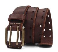MYIESAXL Ceinture en Cuir pour Hommes et Femmes, Faite À La Main, Avec Double Boucle Ardillon, Ceinture pour Jeans À Double Trou, Peut Être Raccourcie pour Costume en Jeans