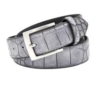MYIESAXL Ceintures et Sangles pour Hommes et Femmes Ceinture en Cuir Avec Gaufrage Crocodile Subtil 3,4 cm | Boucle de Ceinture Rétro Motif Croco Argenté