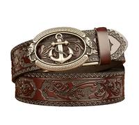 MYIESAXL Ceintures Occidentales en Relief Floral Avec Boucle D'Ancre de Bateau pour Hommes Femmes Cowgirl Cowboy Country Ceinture en Cuir Ceinture Vintage pour Jeans, 3,5 Cm de Large