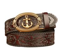 MYIESAXL Ceintures Occidentales en Relief Floral Avec Boucle D'Ancre de Bateau pour Hommes Femmes Cowgirl Cowboy Country Ceinture en Cuir Ceinture Vintage pour Jeans, 3,5 Cm de Large