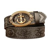 MYIESAXL Ceintures Occidentales en Relief Floral Avec Boucle D'Ancre de Bateau pour Hommes Femmes Cowgirl Cowboy Country Ceinture en Cuir Ceinture Vintage pour Jeans, 3,5 Cm de Large