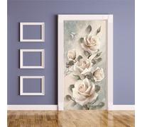 MYIESAXL Sticker Porte Effet 3D Motif de Rose Poster de Porte, PVC Imperméable Papier Peint pour Chambre Salle de Bain Cuisine Décoration Porte Murale, Autocollant Porte（77 x 200cm）