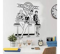 MYIESAXL Stickers muraux Hollywood Diner Sticker Mural Amovible Noir, adapté aux Salons ou aux Chambres, créant Une atmosphère de Film rétro 42x58 cm