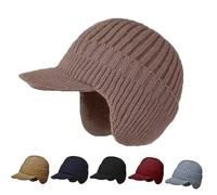MYIHUIHUI Bonnet d'hiver Sherum CozyHead avec Bord et Cache-Oreilles, Bonnet tricoté avec Doublure Polaire, Protection auditive Chaude(Khaki)
