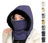 MYIHUIHUI Bonnet thermique épais doublé de peluche avec masque facial, bonnet d'hiver chaud et coupe-vent 3 en 1 for hommes et femmes(Blue)