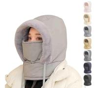 MYIHUIHUI Bonnet thermique épais doublé de peluche avec masque facial, bonnet d'hiver chaud et coupe-vent 3 en 1 for hommes et femmes(Gray)