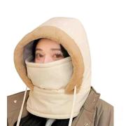 MYIHUIHUI Bonnet thermique épais doublé de peluche avec masque facial, bonnet d'hiver chaud et coupe-vent 3 en 1 for hommes et femmes(Beige)