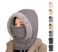 MYIHUIHUI Bonnet thermique épais doublé de peluche avec masque facial, bonnet d'hiver chaud et coupe-vent 3 en 1 for hommes et femmes(Gray-1)