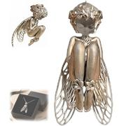 MYIHUIHUI Pendentif ange silencieux, élégant collier d'ange gardien, cheveux bouclés sculptés à la main et ailes en filigrane, bijoux for femmes