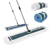 Myiosus 105CM Balai Serpillère Professionnel, Grande Balai Serpillere en Microfibre, Balais à Plat Industriel avec 2 Coton Tampons pour Nettoyage de Bureau, Garage, Entrepôt, Centre Commercial