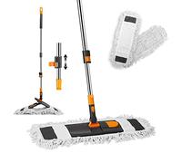 Myiosus Balai Serpillère, 60 cm Grande Balai Plat Professionnel en Rotative 360° avec Manche Télescopique, 2 SerpillereTampons en Coton Réutilisables pour Nettoyage Sol Humide & Sec