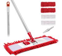 Myiosus Balai Serpillère, Balais à Plat Serpillere Rotatif à 360° avec Télescopique Manche et 4 Serpillère Tampons en Microfibre et Chenille Lavables, Vadrouille de Nettoyage de Sol Sec & Humide