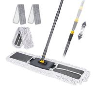 Myiosus Balai Serpillère Professionnel, Grande Balai Serpillere Plat avec 154 cm Manche Téléscopique, 3 Tampons Lavables en Microfibre pour Nettoyage de Sol - Bois Dur, Carrelage, Marbre, Stratifié