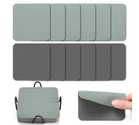 Myir JUN Dessous de Verre Double Face - Set de 12 en Cuir 10cm, Imperméables, Antidérapants, à l'Épreuve du Feu (Gris Salvia Vert)