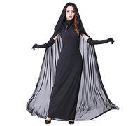 Myir JUN Halloween Costume Mariée Fantôme Femme | Déguisement Sorcière Vampire Robe Cape Carnaval Cosplay Adulte