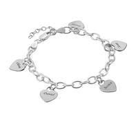 MYKA Bracelet Breloque en Coeur à Personnaliser en Argent 925 ou Plaqué Or - Personnalisé Gravé Sur Mesure Cadeau Pour Femme, Elle, Maman (Argent 925)