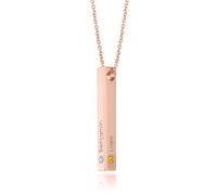 MYKA - Collier avec barre verticale 3D personnalisée avec pierres de naissance et jusqu'à 4 inscriptions/graver n'importe quel nom/argent sterling, plaqué or, plaqué or rose, vermeil doré/bijoux pour