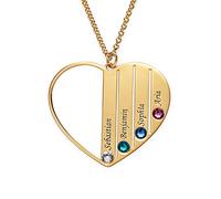 MYKA Collier avec Pierres de Naissance en Argent 925 ou Plaqué Or - Personnalisé Gravé Sur Mesure Cadeau Pour Femme, Elle, Maman (Argent 925 Plaqué Or 18cts)