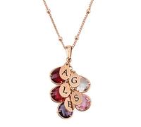 MYKA Collier Personnalisé Pour Maman Avec Pierre de Naissance en Argent 920 ou Plaqué Or - Personnalisé Cadeau De Noël Gravé Nom Sur Mesure Bijoux Cadeau Pour Femme, Elle, Maman