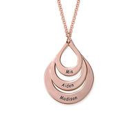 MYKA Collier Prénom Collier Goutte Gravé Famille en Argent 925 ou Plaqué Or - Collier pour Elle (Argent 925 Plaqué Or Rose 18cts)