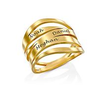 MYKA Margeaux Bague Personnalisée avec Noms en Argent Sterling 925 et Plaqué Or 18k Vermeil Inscription - Cadeau Bijoux Personnalisé pour Femme (Or Vermeil)
