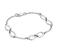 MYKA - Personnalisé Bracelet Infini Multiple en Argent - Gravé Nom Bijoux - Cadeau Pour Elle -Cadeau De Maman (Argento 925)