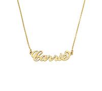 MYKA - Petit Collier Prénom Style Carrie Bradshaw - Personnalisé Bijoux Cadeau Pour Femme, Elle - Cadeau De Noël, Fête des mères (Plaqué Or 18ct)