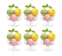 MYKAGS 6 PCS Vintage Glass Dessert Bowl Ice Cream Cup, 6 Ounce Retro Glass Bowls Parfait Cups Perfect for Ice Cream Desserts Fruits Puddings Snacks and Condiments, Ideal for Parties and Entertaining