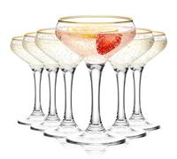 MYKAGS Lot de 6 verres à martini à cocktail, 235 ml, verre à champagne, gin tonic, cosmopolitan, manhattan, tequila, bar, mixologie fantaisie, etc., verres à angle moderne, passe au lave-vaisselle