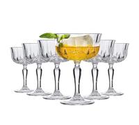 MYKAGS Verres à Cocktail en Cristal Rétro, Set de 6 Verres de 241ml pour Martini, Margarita et Espresso Martini, Boissons de Qualité Supérieure