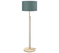 MYKINES-Lampadaire droit bois naturel Abat-jour: cylindre tissu vert câpre 1 ampoule E27 inspiration nordique P30xD30xH142cm