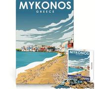 Mykonos,Art du Voyage en Grèce,Puzzle de 1000 pièces pour Adolescents,Stimulant la logique,ludique et précis,idéal comme Cadeau (38x26cm)