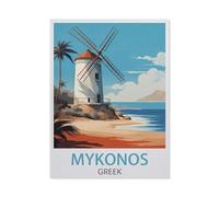 Mykonos Grèce，1000 Pièces Puzzle pour Adultes Enfants Adolescents, Intelligence Soulagement du Stress Divertissement Papier Jouets Bricolage Anniversaire（38x26cm）-HD36