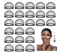 MYKURS 24 PCS Coiffes de Perruque HD pour Femmes, Bonnets de Perruque Transparents pour Perruque à Lace Front, Bonnet Chauve pour Perruque, Noir