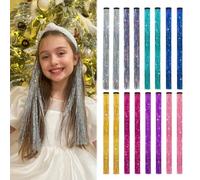 MYKURS Barrettes de Cheveux, Mèches de Cheveux Pailletées pour Enfants, Fête, Journée de la Coiffure, Extensions de Cheveux Pailletés, 16 PCS