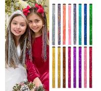 MYKURS Extensions de Cheveux à Clips pour Enfants, Clips D'extension de Cheveux Pailletés, Kit D'extension de Cheveux de Fées pour Filles, 16 PCS