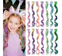 MYKURS Extensions de Cheveux Arc-en-ciel pour Enfants, Extensions de Cheveux Colorées à Clips pour Filles et Femmes, Accessoires de Coiffure pour Filles, 14 Pièces