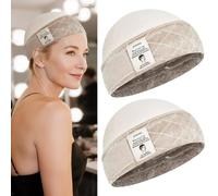 MYKURS Lot de 2 bonnets souples 2 en 1 avec bande en silicone antidérapant pour maintenir la perruque en place, couleur chair