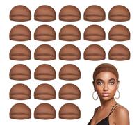 MYKURS Lot de 24 bonnets de perruque marron pour femme avec dentelle frontale, marron foncé