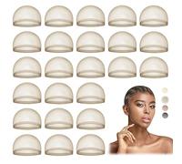 MYKURS Lot de 24 bonnets de perruque transparents avec dentelle frontale, bonnets HD pour perruque, marron
