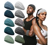 MYKURS10 PCS Bandeaux D'entraînement pour Hommes et Femmes, Bandeaux de Sudation Larges Bandeaux de Yoga Antidérapants, Bandeaux de Sport pour Hommes pour Cheveux Longs