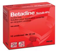 Mylan Betadine Scrub 4% Povidone Iodée Solution Pour Application Cutanée Unidoses 10x10ml