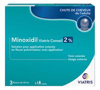 Mylan Sas Minoxidil 2% Solution Application Cutanée Flacons 3x60ml