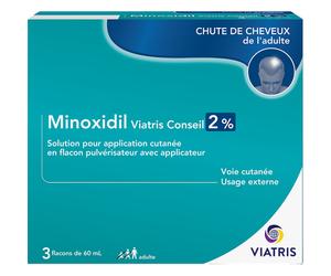 Mylan Sas Minoxidil 2% Solution Application Cutanée Flacons 3x60ml
