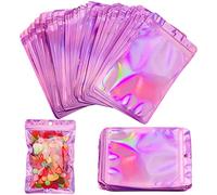 Mylar Foil Ziplock Sacs,Sacs Refermables Anti Odeur,100pcs odeur refermables rangement alimentaire d'emballage Effacer Pochette plate pour House Cafe Beanse Biscuits en plein air bijoux,12 * 18cm
