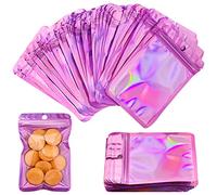 Mylar Foil Ziplock Sacs,Sacs Refermables Anti Odeur,100pcs odeur refermables rangement alimentaire d'emballage Effacer Pochette plate pour House Cafe Beanse Biscuits en plein air bijoux,8.5 * 13cm,